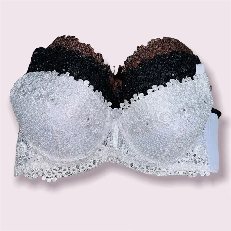 Sutiã com Bojo bolha em renda Guipir Sexy Moda Íntima Feminina Bojo Antiquebra