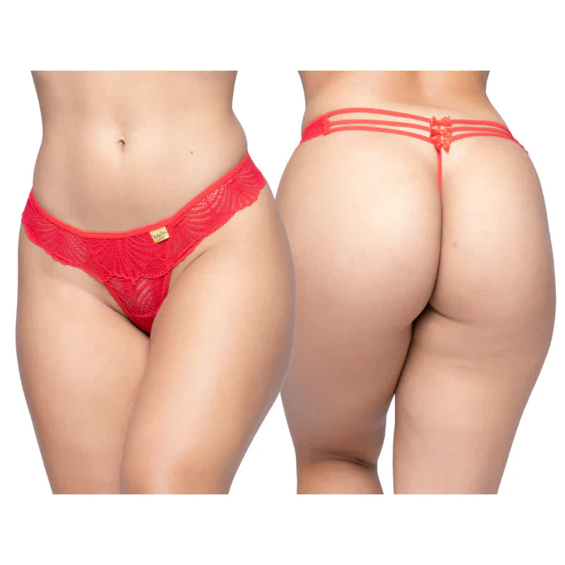 Calcinha Sexy Fio Dental Em Renda Com Strappy Laços Tanga Lingerie Ref 308