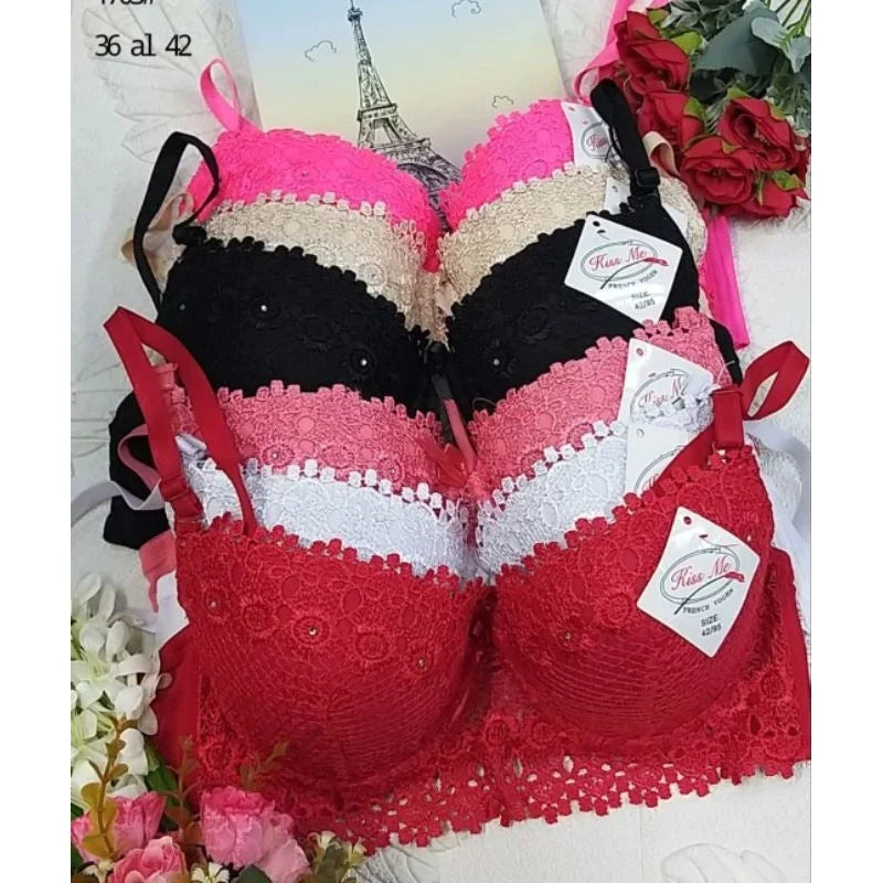 Sutiã com Bojo bolha em renda Guipir Sexy Moda Íntima Feminina Bojo Antiquebra