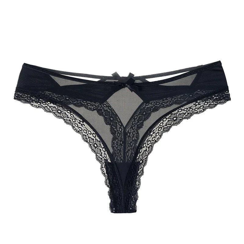 Roupa Íntima Feminina De Renda Fria Cintura Baixa Tanga De Lingerie